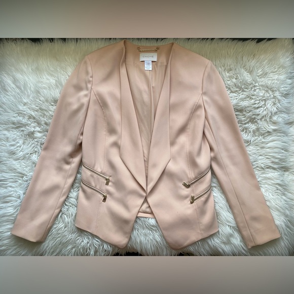CACHE Open Front Draped Jacket Blazer Blush Pink Peach Sz 6 Sm/Md - Picture 3 of 7